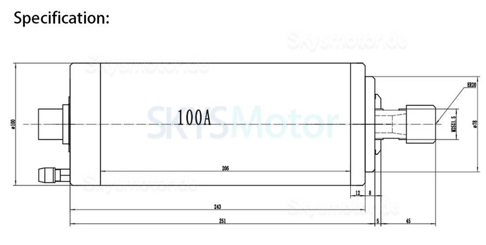 Wassergek&uuml;hlter CNC Spindelmotor JGD-100A-3.0KW, 110V/220V/380V, 3kW, 24.000U/min, ER20-Spannzange, 400 Hz